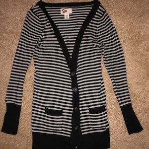 SO Black and Gray Striped Cardigan Juniors Medium